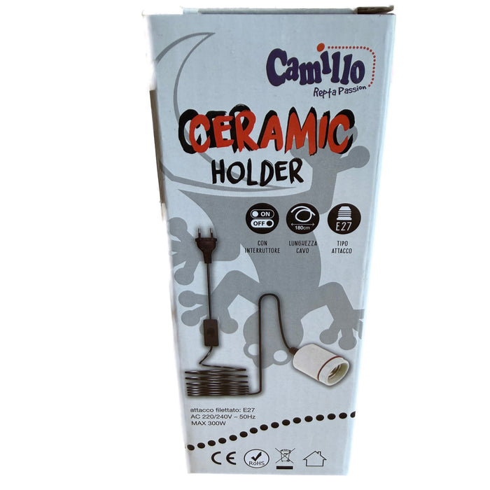 Mantovani Ceramic Holder - Portalampada Professionale in Ceramica E27 per Terrari