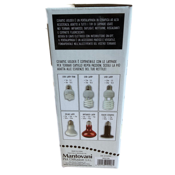 Mantovani Ceramic Holder - Portalampada Professionale in Ceramica E27 per Terrari