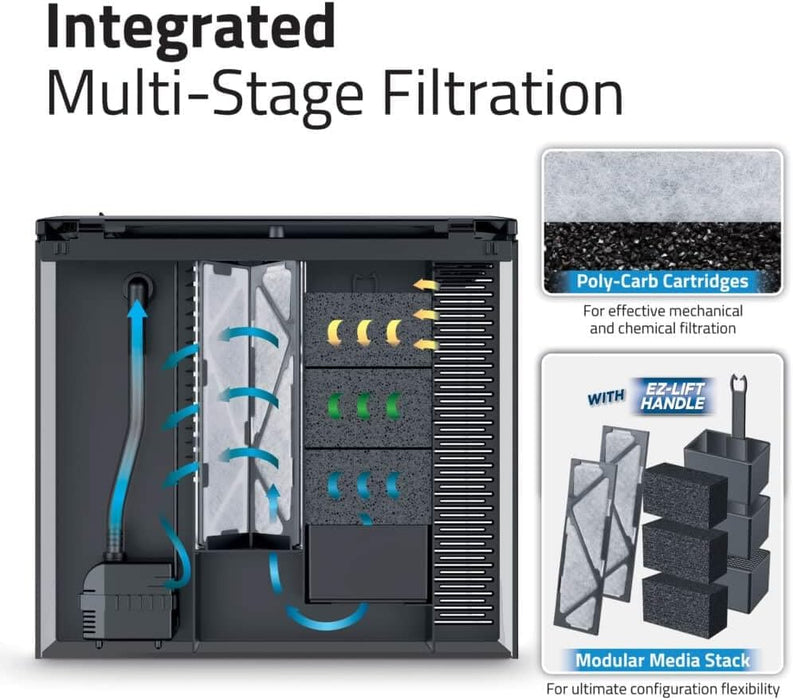 Fluval Flex 2.0 Acquario Kit 34 L Nero – Design Curvo con Filtro a Scomparsa e LED 7000 K