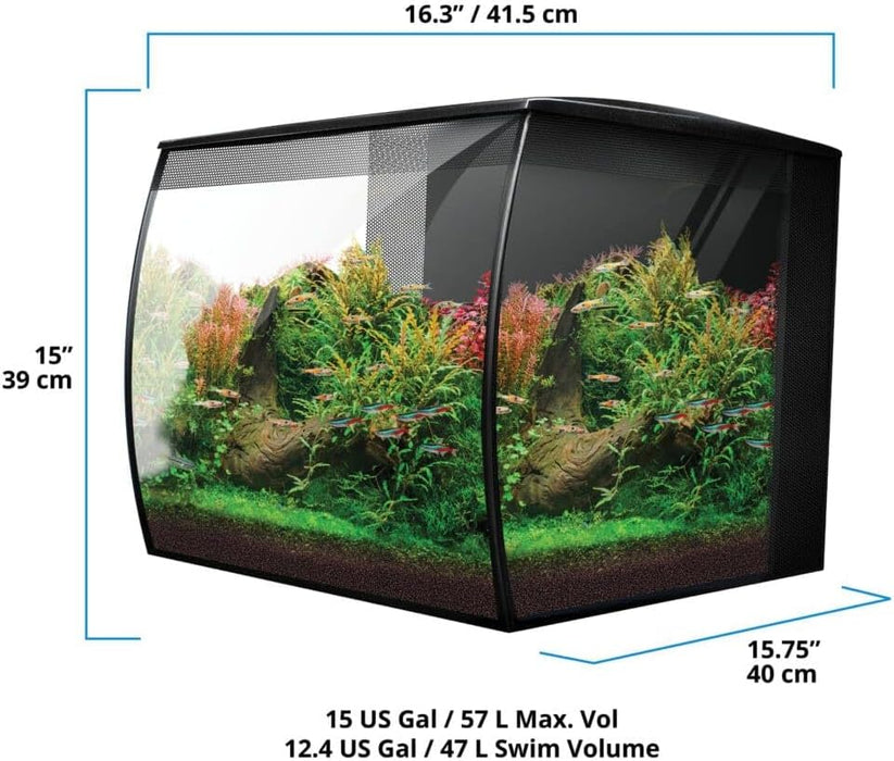 Fluval Flex 2.0 Acquario Kit 34 L Nero – Design Curvo con Filtro a Scomparsa e LED 7000 K