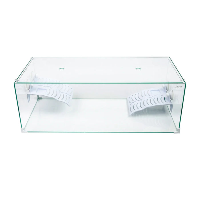 AqPet Tortuga 80 – Tartarughiera in Vetro con Doppio Isolotto, Rampe e Coperchio (80x35x28 cm, 78 L)