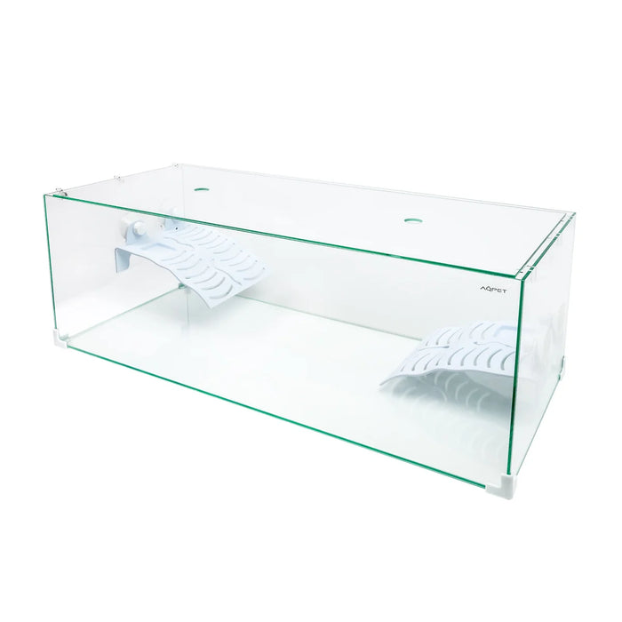 AqPet Tortuga 80 – Tartarughiera in Vetro con Doppio Isolotto, Rampe e Coperchio (80x35x28 cm, 78 L)
