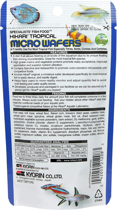 Hikari Micro Wafers 20 g – Mangime Premium ad Affondamento Lento per Pesci Tropicali