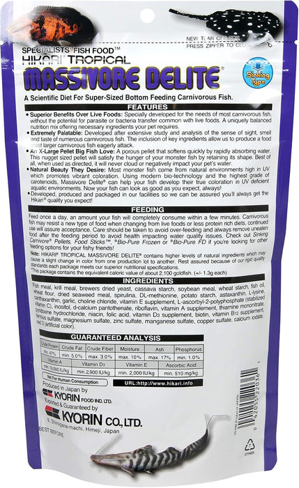 Mangime per Pesci Carnivori Hikari Tropical Massivore Delite 380g – Pellet Affondante Monster Fish