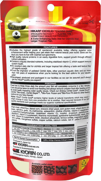 Hikari Cichlid Gold Medium 57 g – Mangime Esaltatore del Colore per Ciclidi e Pesci Tropicali