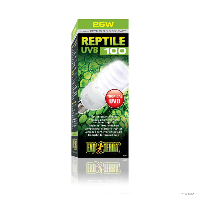 Exo Terra Reptile UVB100 Compact 25W – Lampada compatta UVB 5.0 per rettili tropicali