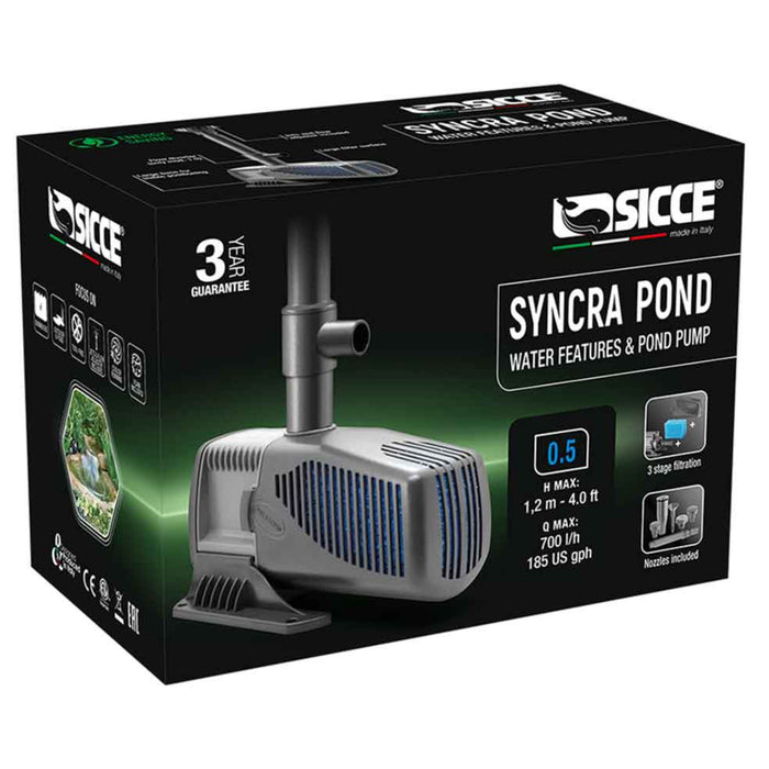 Sicce Syncra Pond 0.5 – Pompa per Laghetti e Fontane Ornamentali con Giochi d'Acqua (700 l/h)