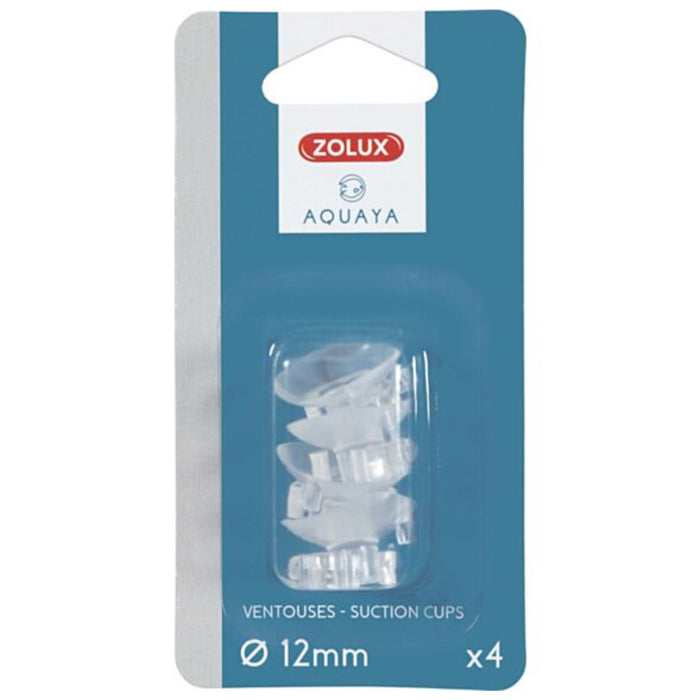 Zolux Set 4 Ventose con Clip 12 mm – Ventose di Fissaggio Vetro per Tubi Acquario