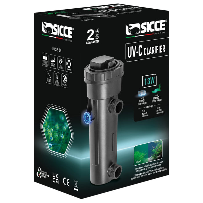 Sicce UV-C Clarifier 13W - Sterilizzatore Sommergibile per Acquari e Laghetti