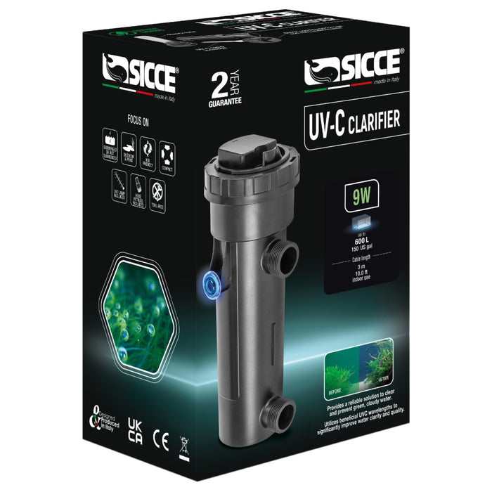 Sterilizzatore UV-C Sommergibile Sicce Clarifier 9W – Lampada UV per Acquari fino a 600 Litri