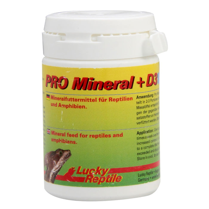Lucky Reptile Pro Mineral+D3 60 g – Integratore Minerale con Vitamina D3 e Calcio per Rettili