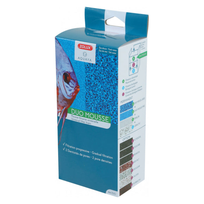 Zolux Duo Mouss 100 – Coppia di spugne filtranti a porosità diversa (100×100×65 mm)