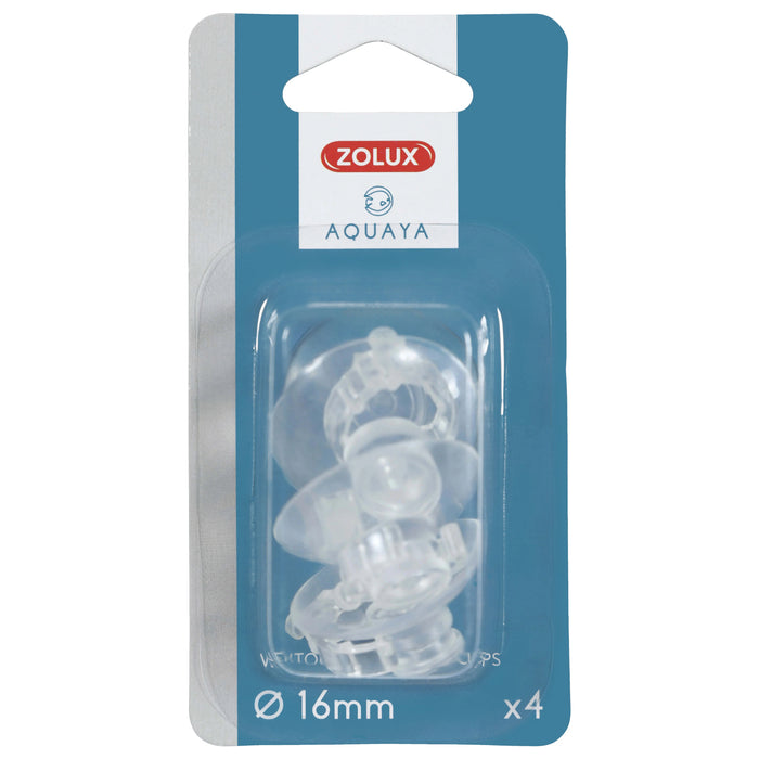 Zolux Set 4 Ventose con Clip 16 mm – Supporti Universali per Tubi e Outflow Acquario
