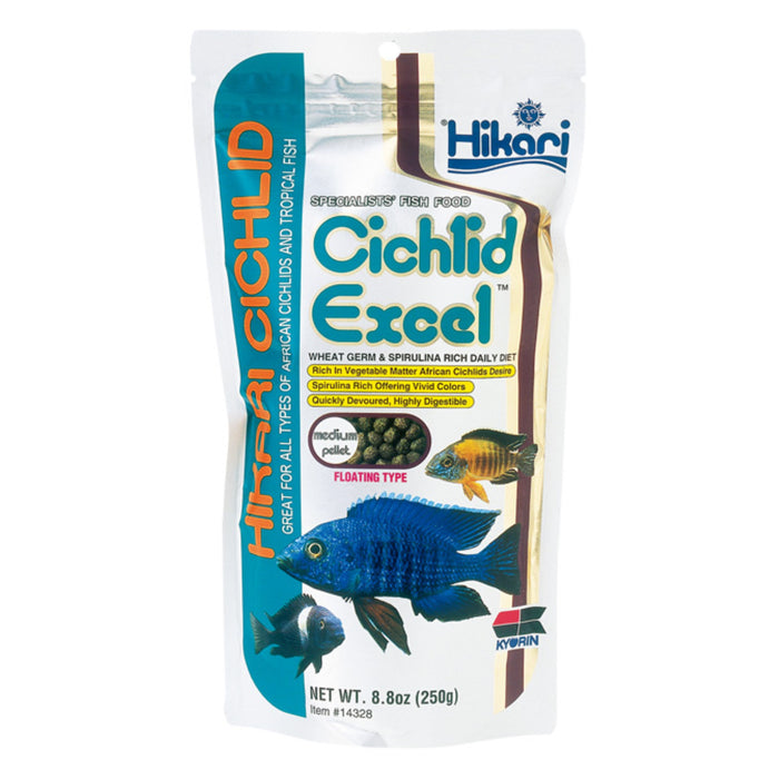 Hikari Cichlid Excel Medium 250g - Mangime Vegetale Galleggiante per Ciclidi Erbivori