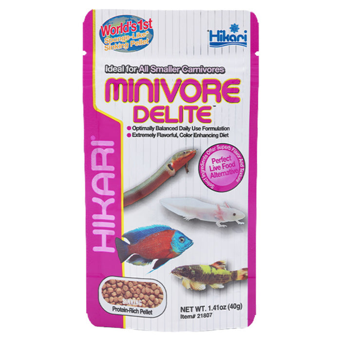 Hikari Tropical Minivore Delite 40g – Mangime Affondante per Piccoli Carnivori e Axolotl