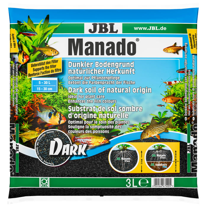 JBL Manado Dark 3 L – Substrato Naturale Scuro per Piante e Batteri Depuratori