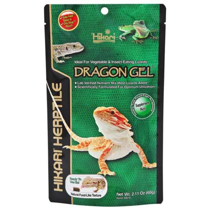 Hikari DragonGel 60g - Mangime in Gel Pronto all'Uso per Draghi Barbuti e Lucertole Omnivore