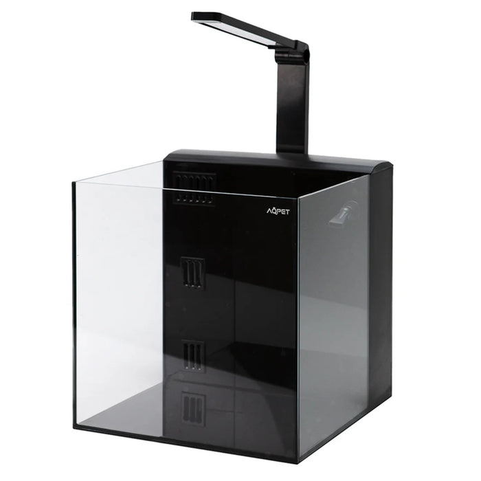 AQPET KUBIC 50 REAR NERO - Acquario Cubico 125L in Vetro Extrachiaro con Sump Posteriore e LED