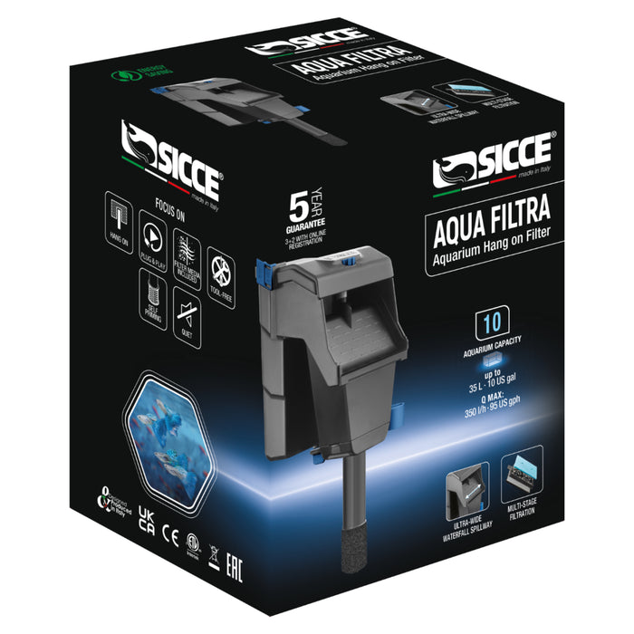 Sicce Aqua Filtra 10 – Filtro a Zainetto Silenzioso per Acquari fino a 35 Litri