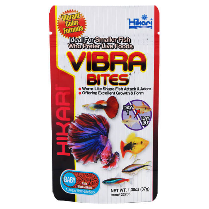 Hikari Tropical Vibra Bites BABY 37g - Mangime Micro-Sticks "Effetto Larva" per Betta e Piccoli Pesci