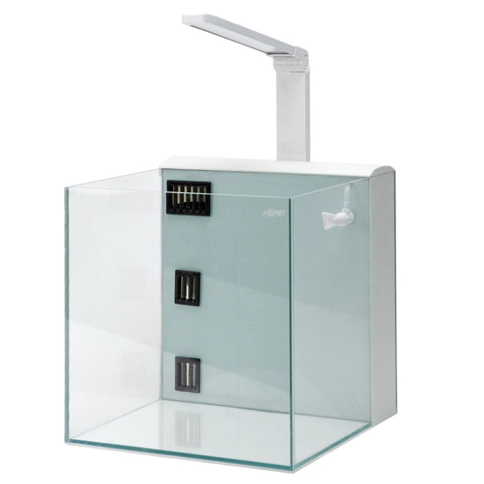 AQPET KUBIC 50 REAR BIANCO - Acquario Cubico 125L in Vetro Extrachiaro con Sump Posteriore e LED