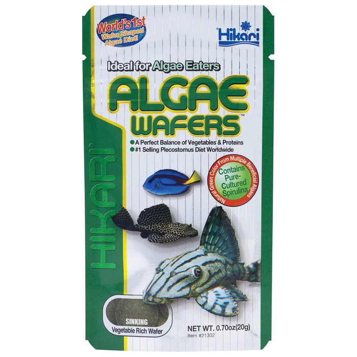 Hikari Tropical Algae Wafers 20 g – Mangime in Dischetti per Pesci Algivori e da Fondo