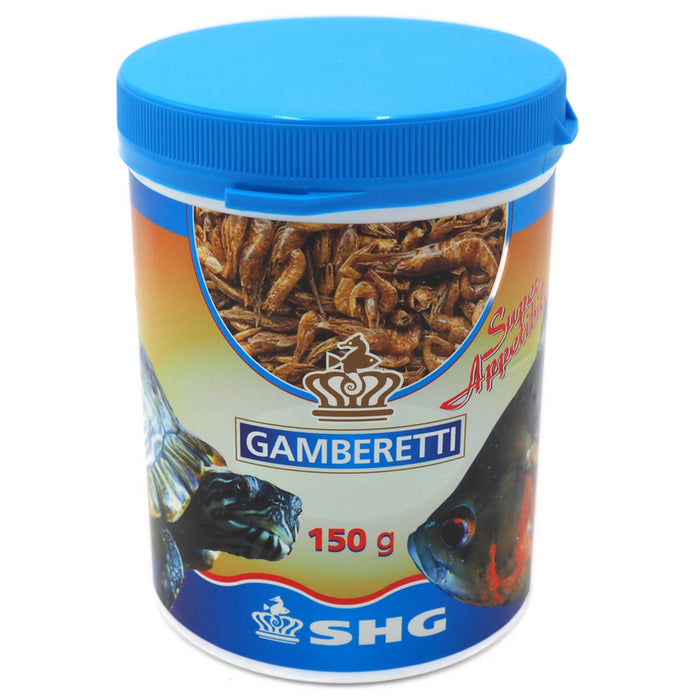 SHG Gamberetti 150 g – Alimento Naturale Essiccato per Ciclidi e Tartarughe