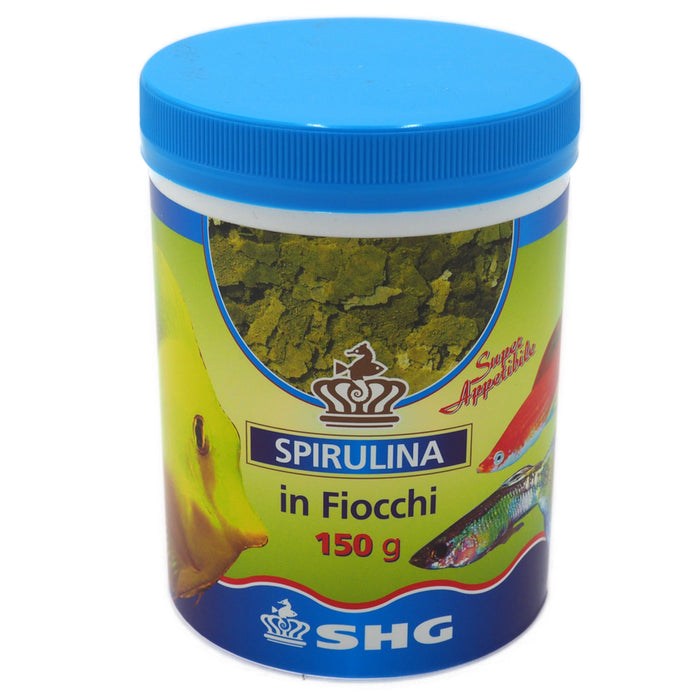 SHG Spirulina in Fiocchi 150 g – Mangime vegetale completo per pesci d’acquario