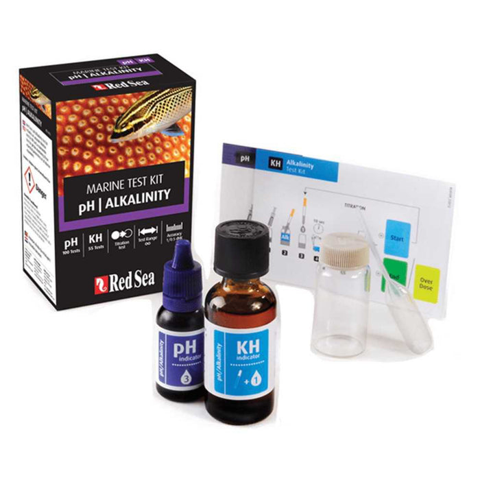 Red Sea MCP pH e Alkalinity Test Kit – Test Combinato pH e KH per Acquario Marino (100 Test pH / 55 Test KH)