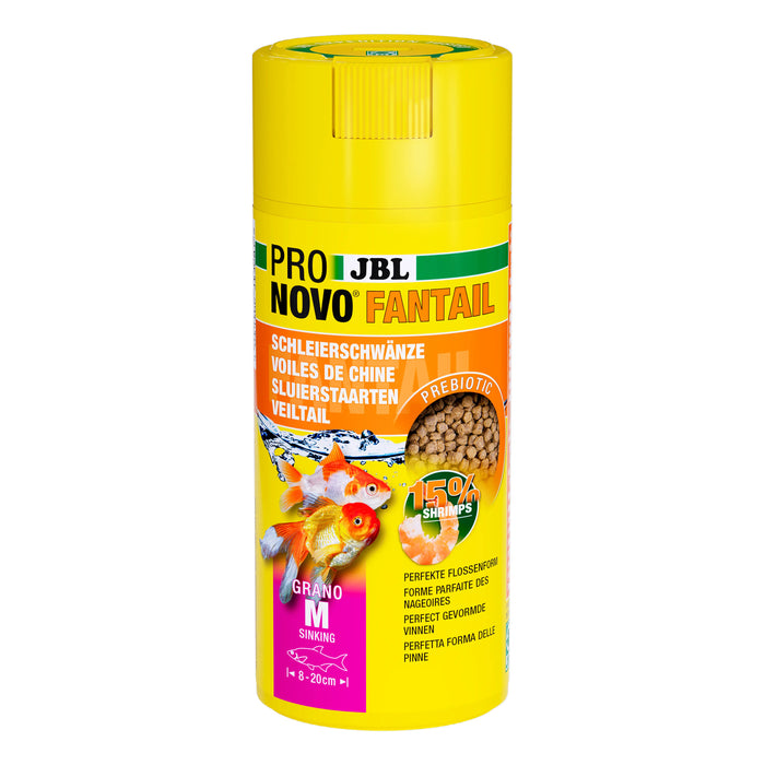 JBL Pronovo Fantail Grano M 250 ml – Granuli Prebiotici Affondanti per Pesci Rossi Pregiati (8–20 cm)