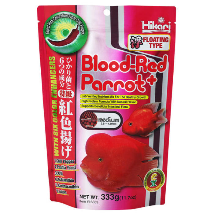 Hikari Blood-Red Parrot+ Medium 333g - Mangime Professionale per il Massimo Colore Rosso