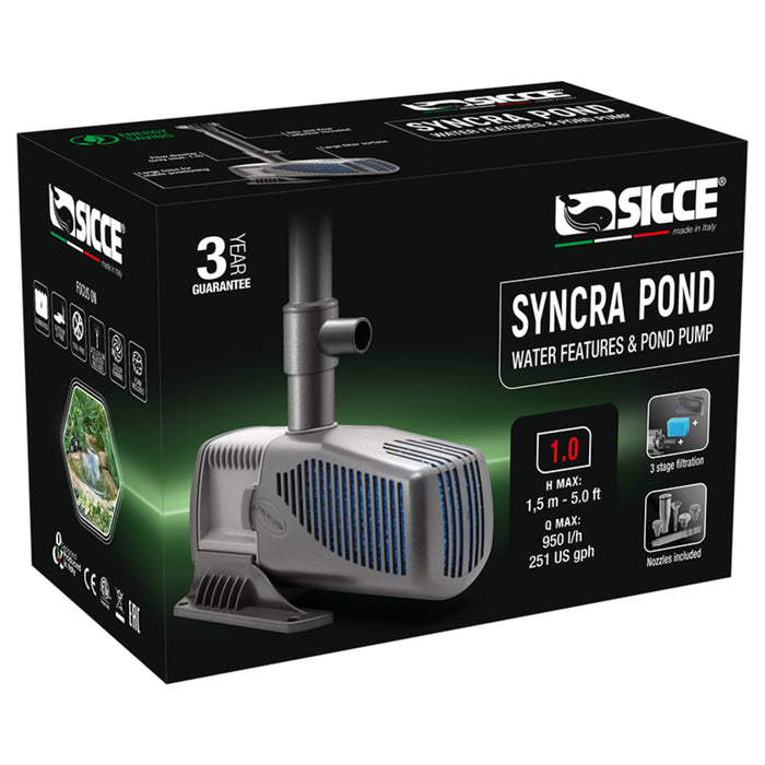 Sicce Syncrapond 1.0 - Pompa per Laghetto 950 l/h con Giochi d'Acqua e Filtro Integrato