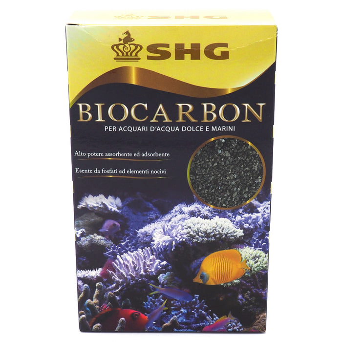 Carbone Attivo SHG Biocarbon 320 g – Filtrazione Chimica per Acquario Dolce e Marino