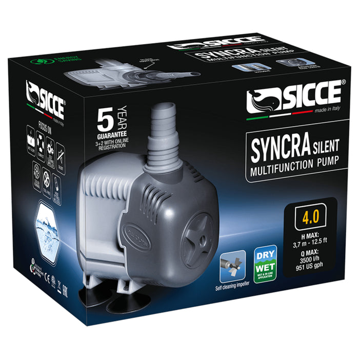 Sicce Syncra Silent 4.0 – Pompa di Ricircolo Regolabile per Acquari e Sump (3500 l/h)