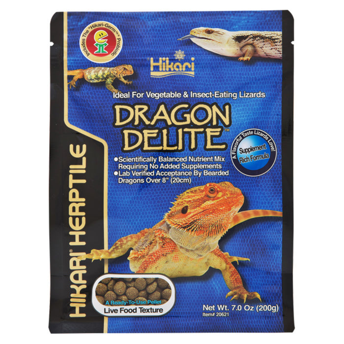 Hikari Dragon Delite 200g - Mangime Probiotico in Pellet per Draghi Barbuti Adulti e Rettili