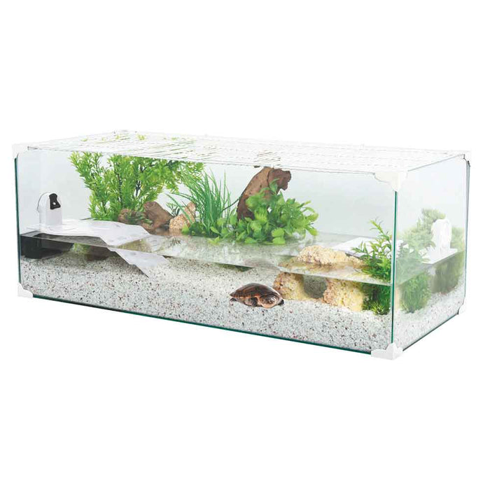 Tartarughiera Zolux Karapas Aqua 80 Pro Bianca 48 Litri – Acquaterrario con Filtro e Griglia di Sicurezza