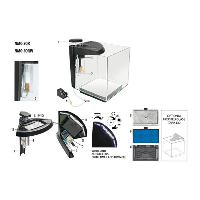 Newa More NMO30RW Bianco – Acquario Nano Reef Marino 28L con LED Touch e Filtro